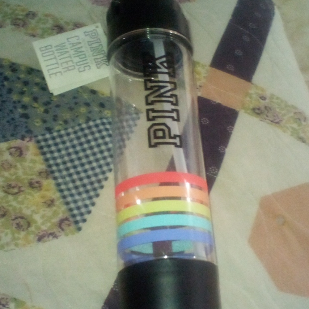 Pink water bottle with tray